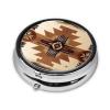WHJYYXDE Round Pill Box 2.0x2.0x0.7 in Mini Travel Medicine Pill Organizer Box for Travel, Light to Carry Native American Patterns Printed view 2