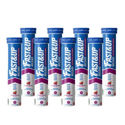 Fast&Up Reload  Energising Electrolyte Drink - Mixed Berry Flavour - 160 Effervescent Hydration Tablets - Added Vitamin C & B12 - Vegan