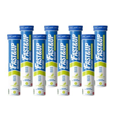 Fast&Up Reload  Energising Electrolyte Drink - Lemon & Lime Flavour - 160 Effervescent Hydration Tablets - Added Vitamin C & B12 - Vegan