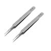 2 Pack Ultra-Fine High Precision Stainless Steel Tweezers Thick Tip Curved Head Flat Head Tweezers Straight Tweezers Electronic Repair Clips (silvery,ST-14(120mm)) view 1