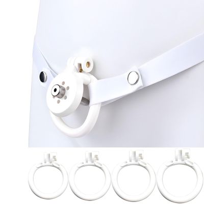 Male Flat Cage with Sounding Rod and 4 Different Size Rings, Lightweight Flat Devices for Sissy Men Disguise - HA08 (White)
