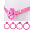 Male Flat Cage with Sounding Rod and 4 Different Size Rings, Lightweight Flat Devices for Sissy Men Disguise - HA08 (Pink) view 1