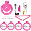 Male Flat Cage with Sounding Rod and 4 Different Size Rings, Lightweight Flat Devices for Sissy Men Disguise - HA08 (Pink) view 3