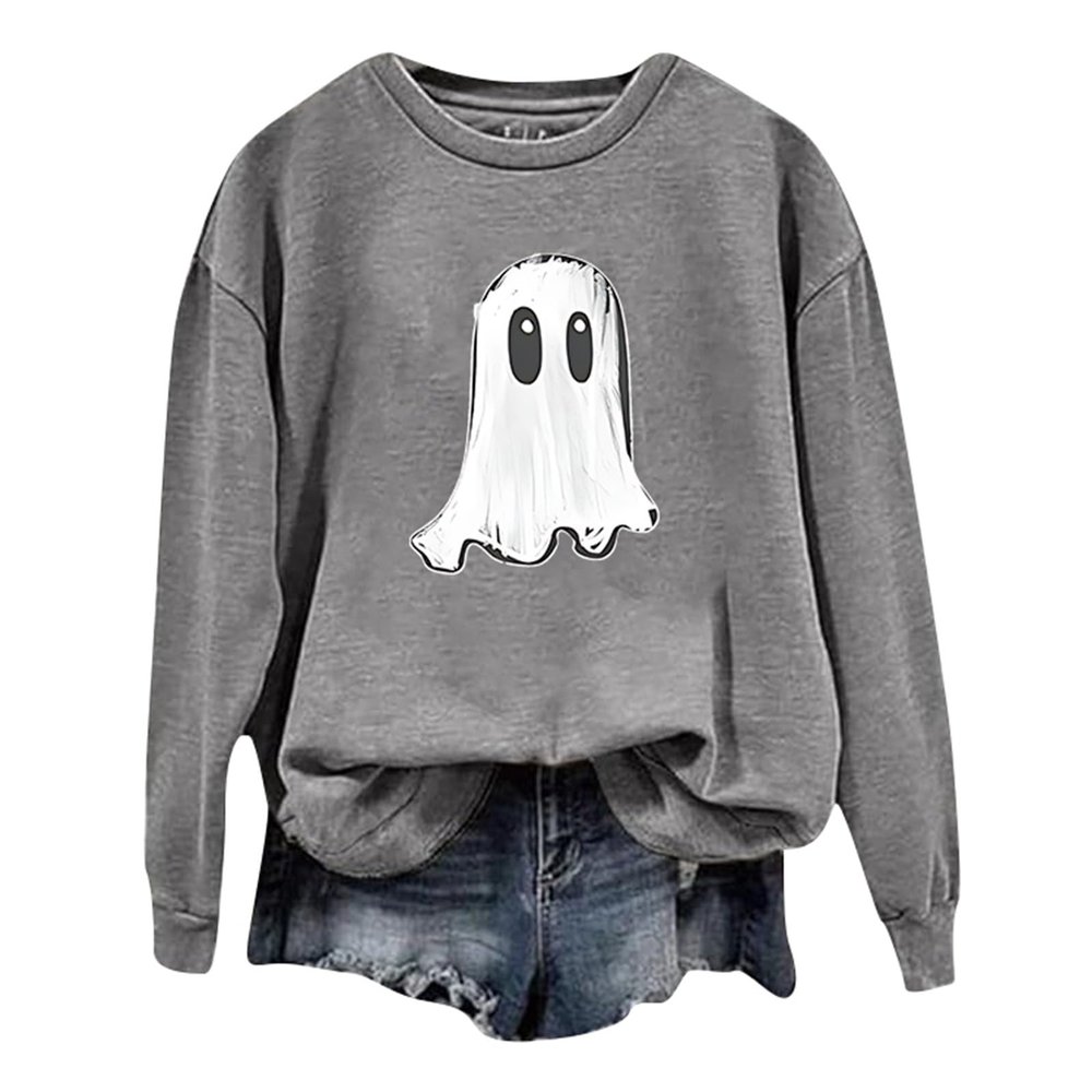 WILLBEST womens sweatshirts novelty print vintage print shirts blouses skeletons pumpkin autumn tshirts dressy casual halloween pumpkin face halloween shirt costumes
