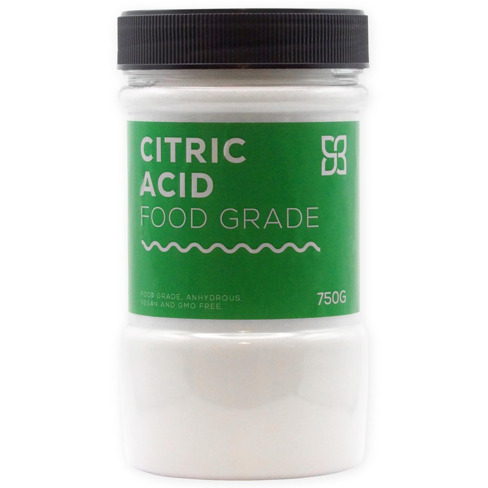 Citric Acid Food Grade 750g Jar. Pure Anhydrous Citric Acid Powder for Meat & Drink Preservation & Flavour Enhancer. 100% Pure Fine Crystals. GMO-Free, Premium Quality, Vegan, Gluten-Free.