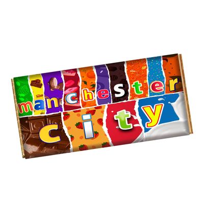 Mancity Manchester City Football Club Chocolate Bar Wrapper Novelty Gift Present For Sports Birthday Xmas CH-9852 (with chocolate bar (100g))