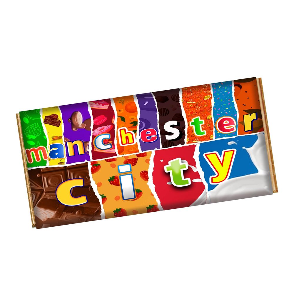 Mancity Manchester City Football Club Chocolate Bar Wrapper Novelty Gift Present For Sports Birthday Xmas CH-9852 (with chocolate bar (100g))