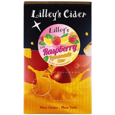 Lilley's Cider Raspberry Lemonade 5L Bag-in-Box - Refreshing Fruit Cider, 3.4% ABV, Premium Quality Cider