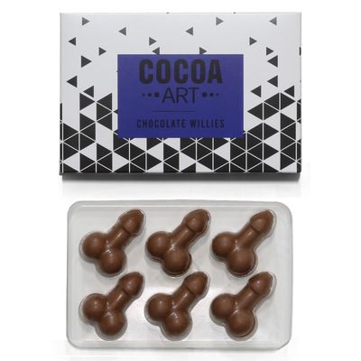 Edible Willy Shaped Chocolate - 60g | 6 Special Willies Carved White & Milk Chocolates | Unusual, Funny Valentine's Present for Boyfriend, Girlfriend & Husband | Novelty Gift for Vegetarians