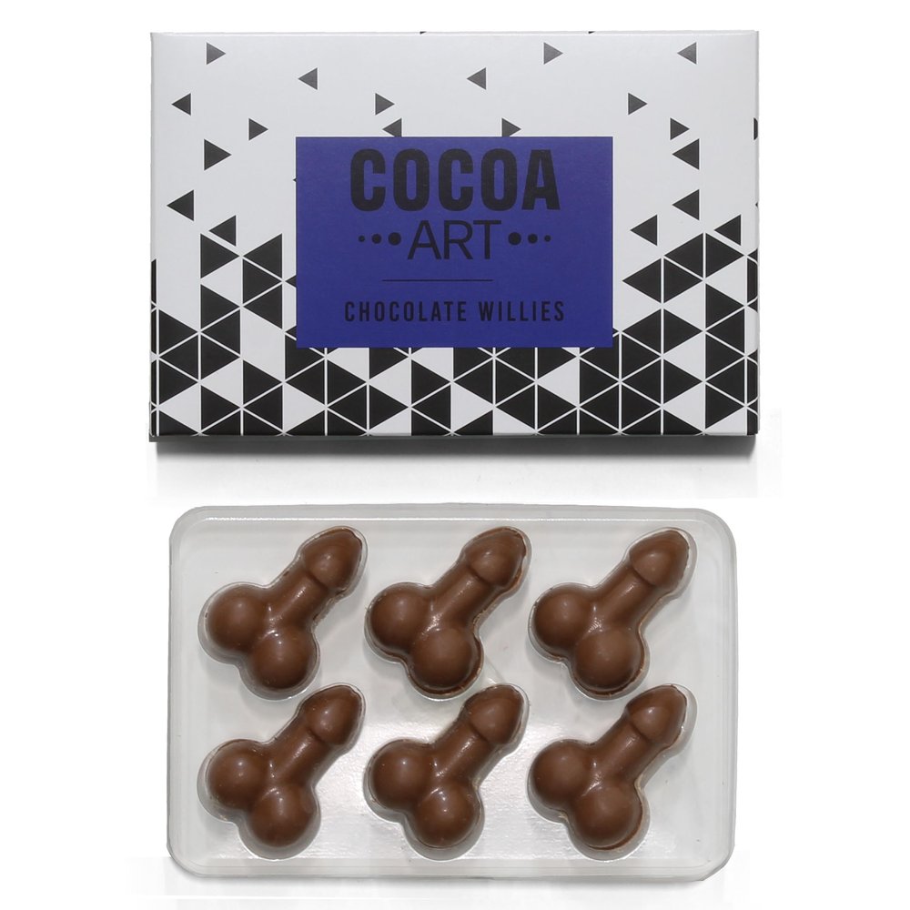 Edible Willy Shaped Chocolate - 60g | 6 Special Willies Carved White & Milk Chocolates | Unusual, Funny Valentine's Present for Boyfriend, Girlfriend & Husband | Novelty Gift for Vegetarians