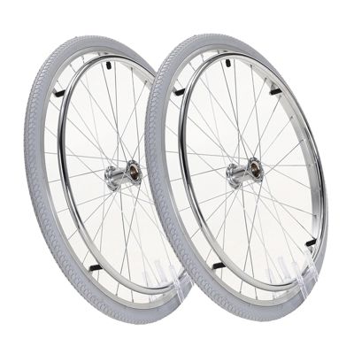 24x1 3/8 Rear Wheels for Manual Wheelchairs, 24 Inch Rubber Pneumatic Tires Replacement Wheel, Wheelchair Rear Wheels Accessories, with 1/2" Bearing (1 Set of 2)