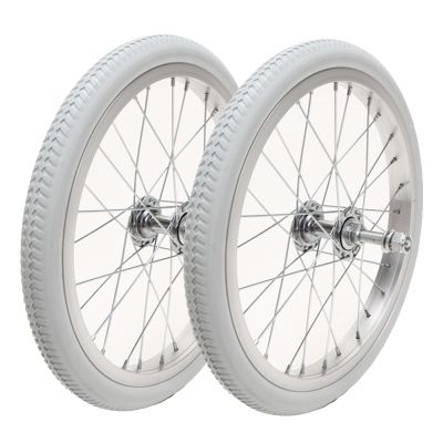 16 Inch Rear Wheels for Wheelchair, 16 x 1.75 Manual Wheelchairs Solid Replacement Wheel, PU Non-Inflatable Solid Tires, Wheelchair Accessories, with 1/2" Bearing (2 Pack)