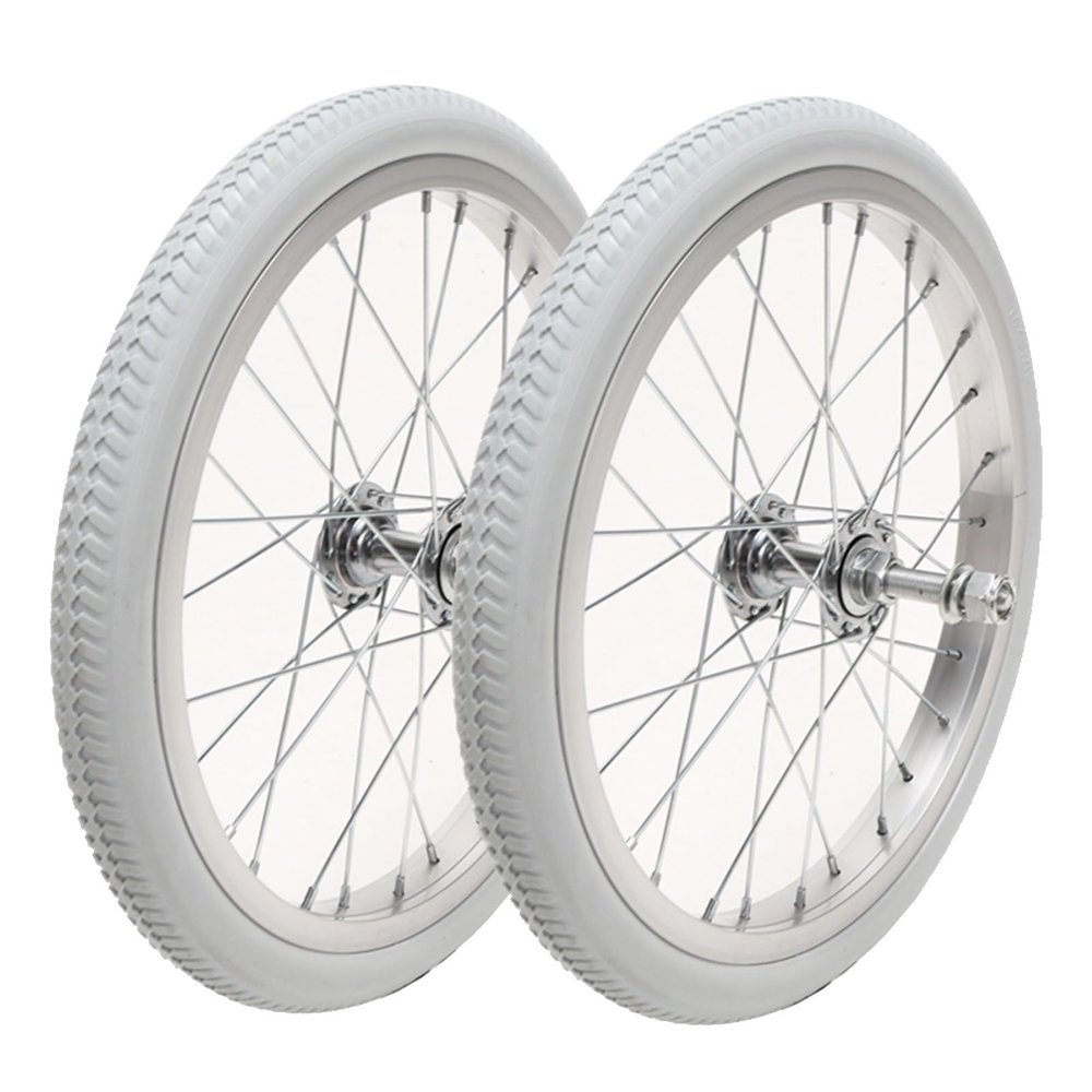 16 Inch Rear Wheels for Wheelchair, 16 x 1.75 Manual Wheelchairs Solid Replacement Wheel, PU Non-Inflatable Solid Tires, Wheelchair Accessories, with 1/2" Bearing (2 Pack)