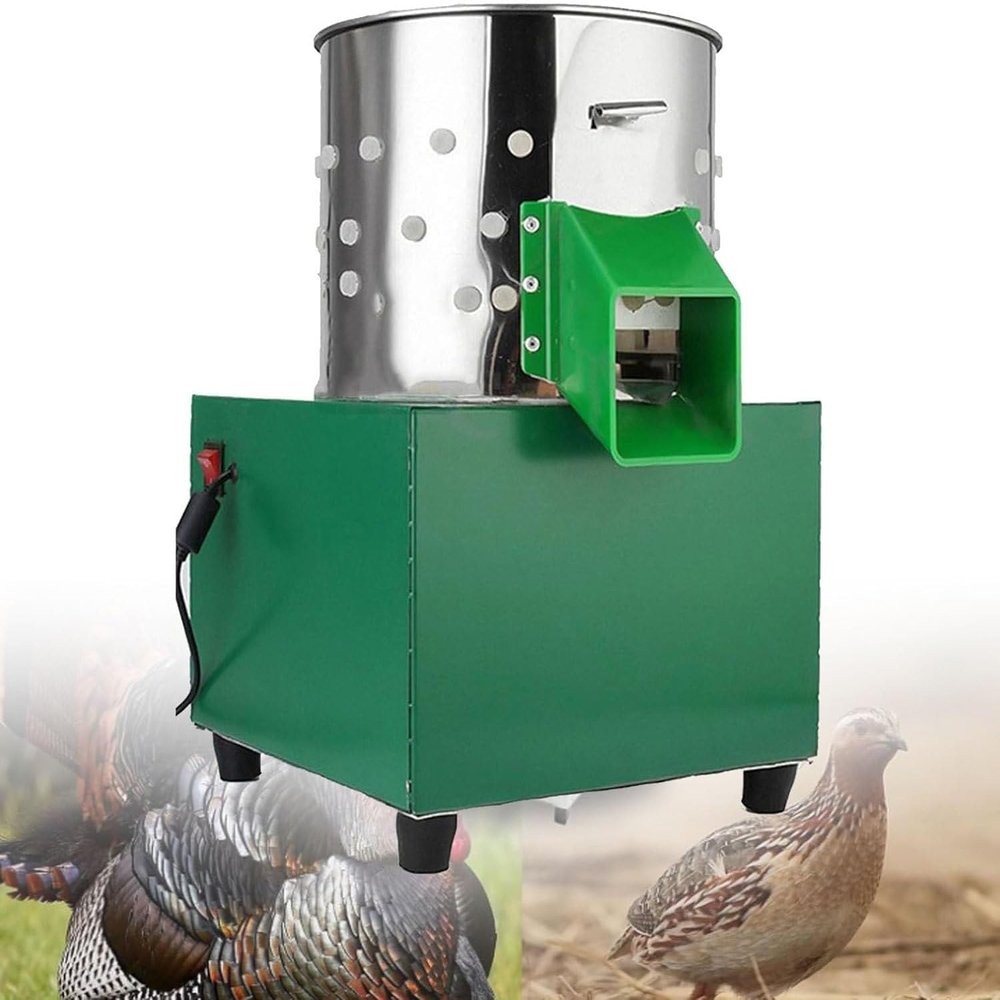 CHRISK Chicken Plucker, Stainless Steel Drum Plucker Poultry Processing Machine, Electric Plucking Machine Quick Removal Quail Bird Hair Removal