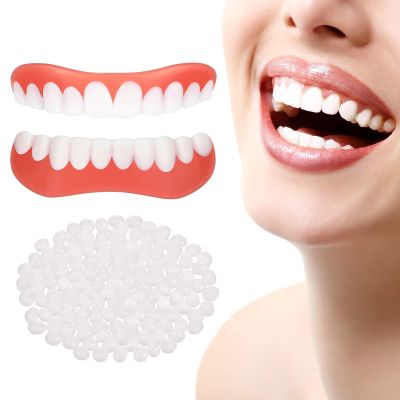 Wttfc Clip in Veneers Teeth Set, 4 Pairs Fake Teeth Veneers, Instant Veneers Dentures, Snap on Veneers Teeth Top and Bottom, Snap on Dentures False Teeth for Men Women Cover Imperfect Teeth