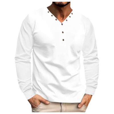 Rrongwn T-Shirt Men's Long Sleeve Lightweight Long-Sleeved Shirt Baggy Sweatshirt V-Neck Shirts Cotton Breathable Sports Shirt Quick-Drying Training Shirt Breathable Functional Shirt Comfortable Tops,