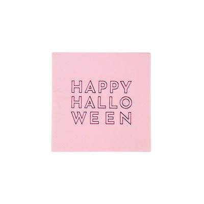 Happy Halloween Pink Cocktail Napkins by Bonjour Fte 20 Pack, 5" Folded with Spooky Cute Pink & Hot Pink Foil Accents Premium 3-Ply, FSC-Certified Paper Perfect for Halloween Parties