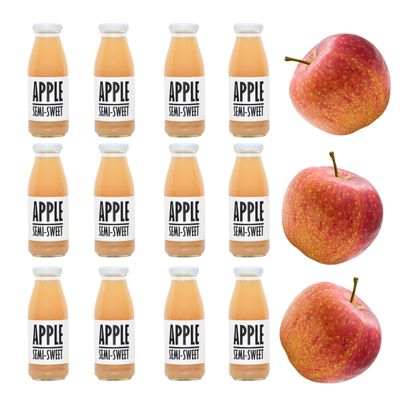 PRESSUICE - Fresh Apple Juice not from concentrate - 12 bottles pack x 250 ml - Fruit Juices NFC - Pressed Semi Sweet Drink - No added Sugar - Natural Press - Soft drinks