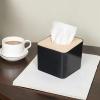 DFHS46JK Tissue Box Cover 1pc Household Tissue Box Napkin Paper Storage Box Home Organizer Tissue Box Desktop Tissue Box Holder In Living Room(Black) view 3