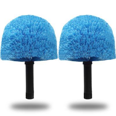 2 Pack Robust Cobweb Duster Head Brush  Superior Twist-On Web Cleaning Tool  Spider Web Remover Brush Compatible with Standard 3/4 Inch Threaded Poles for Outdoor & Indoor Use  Head Only (Blue)