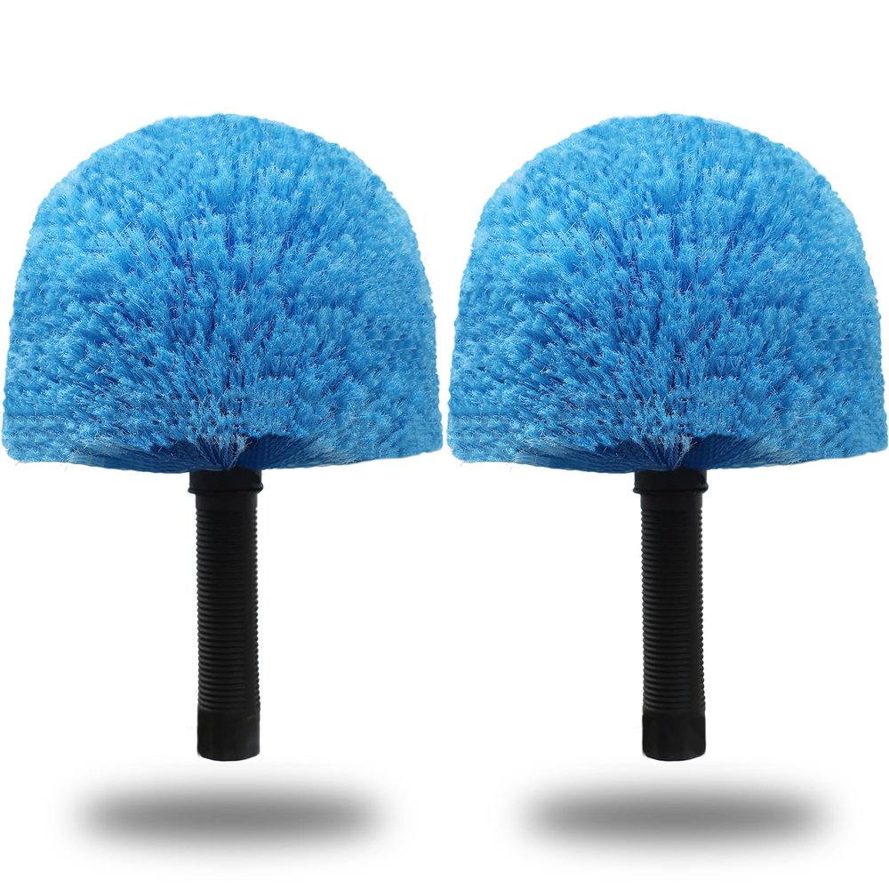 2 Pack Robust Cobweb Duster Head Brush  Superior Twist-On Web Cleaning Tool  Spider Web Remover Brush Compatible with Standard 3/4 Inch Threaded Poles for Outdoor & Indoor Use  Head Only (Blue)