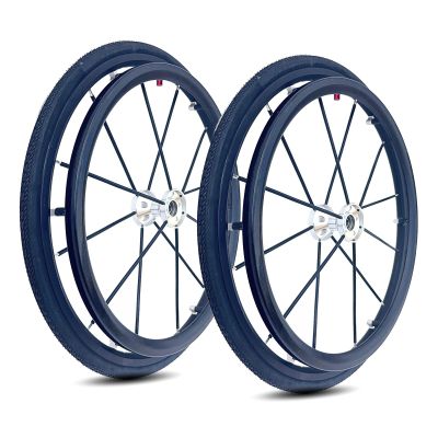 1 Pair 24 Inch Rear Wheel Replacement for Sports Wheelchair, 241 Polyurethane Inflatable Wheel, 12.7mm(1/2") Metal Bearings