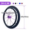 2Pcs 24 Inch Sports Wheelchair Wheel Replacement, 241.38 Inflatable Rear Wheel, Polyurethane Tire with Aluminum Alloy Spoke Hub(Blue) view 3