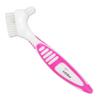 Denture Brush ~ Rubber Grips, Easy Hold Handle, Double Bristle Head (Pink, One Size) view 1