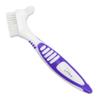 Denture Brush ~ Rubber Grips, Easy Hold Handle, Double Bristle Head (Purple, One Size) view 1