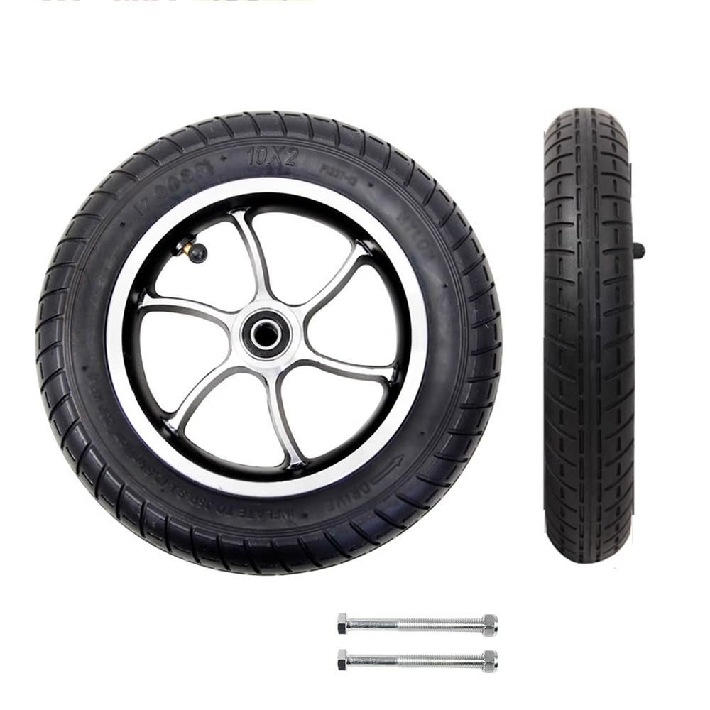 10 x 2 Wheelchair Front Wheel Replacement, Front Wheel Assembly for Electric Wheelchair, Walker, 10-inch Pneumatic Caster Wheels, Aluminum Hub, 12 mm (1/2") Bearing