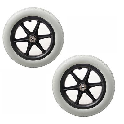 12 Inch Wheelchair Rear Wheel Replacement, 12 X 2 Wheelchair Wheels Assembly, PU Solid Tire with 1/2" (12mm) Bearing, Manual Wheelchair Rear Wheels