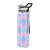 Dopamine Blue-purple Rhombus Plaid clear plastic sports water bottle for diary portable working Patio Office Home