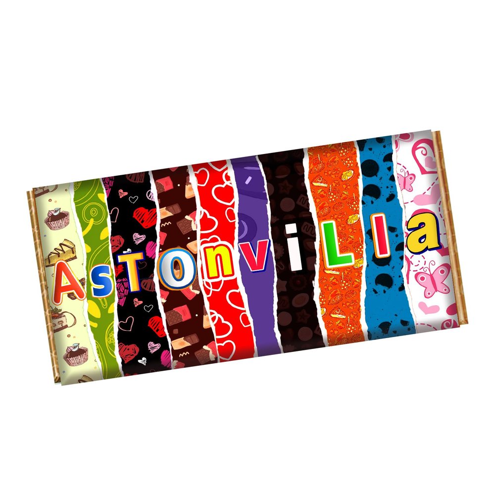 Aston Villa Football Club Chocolate Bar Wrapper Novelty Gift Present For Sports Birthday Xmas CH-9858 (with chocolate bar (100g))