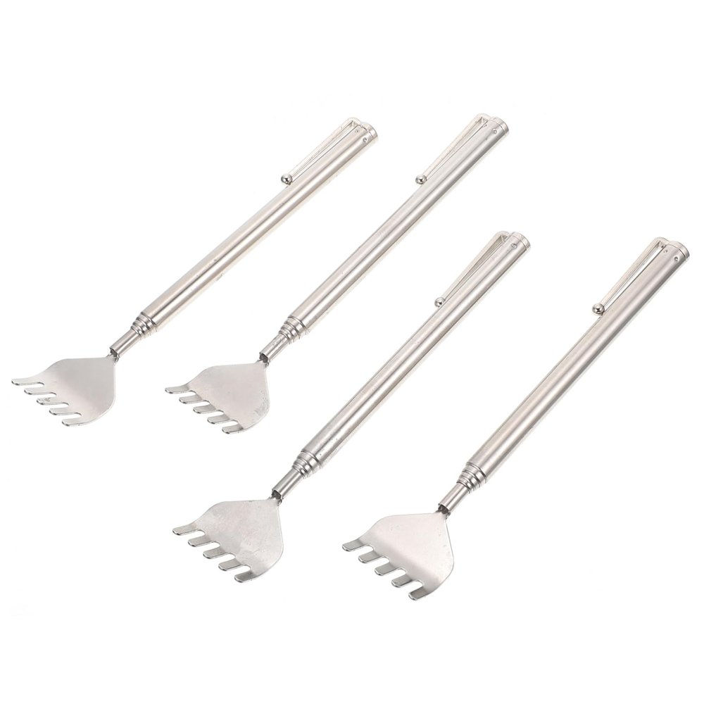 12 Pcs Telescopic Scratcher Practical Back Scratcher Body Scratcher Scratching Tool Portable Scratcher Portable Back Scratcher Metal Shoes Lifter Massage Scraper Stainless Steel (Silver 50X3CM)