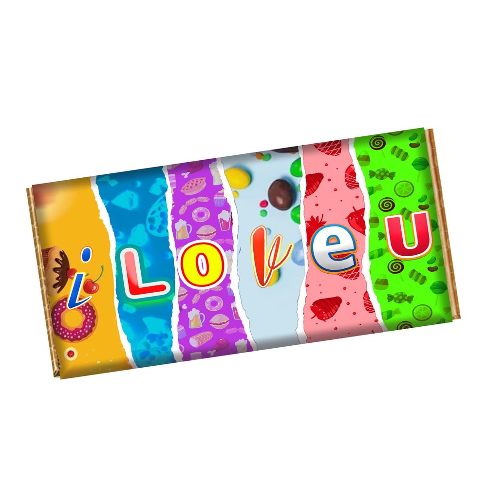 I LOVE YOU Chocolate Bar Wrapper Novelty Gift Present For Wife Husband Hubby Lover On Valentines Day Birthday Xmas CH-9006 (without chocolate bar (wrapper only))
