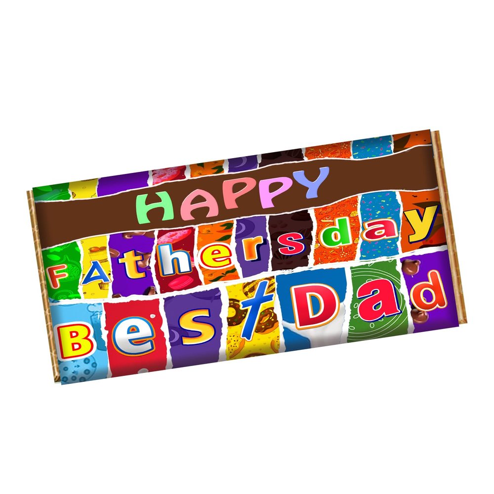 Happy Fathers Day Best Dad Chocolate Bar Wrapper Novelty Gift Present For Father Daddy CH-92004 (without chocolate bar (wrapper only))