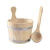  Sauna Bucket and Ladle Set, Sauna Wooden Bucket, Wooden Bath Tool Barrel, 5L for Sauna Room view 1