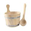 Ronyme Sauna Bucket and Ladle Set Sauna Wooden Bucket Multipurpose Sturdy Practical 5L Wooden Bath Tool Barrel for Home, Hotel, SPA view 1