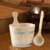 Ronyme Sauna Bucket and Ladle Set Sauna Wooden Bucket Multipurpose Sturdy Practical 5L Wooden Bath Tool Barrel for Home, Hotel, SPA view 2