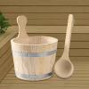 Ronyme Sauna Bucket and Ladle Set Sauna Wooden Bucket Multipurpose Sturdy Practical 5L Wooden Bath Tool Barrel for Home, Hotel, SPA view 3