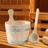 Ronyme Sauna Bucket and Ladle Set Sauna Wooden Bucket Multipurpose Sturdy Practical 5L Wooden Bath Tool Barrel for Home, Hotel, SPA view 4