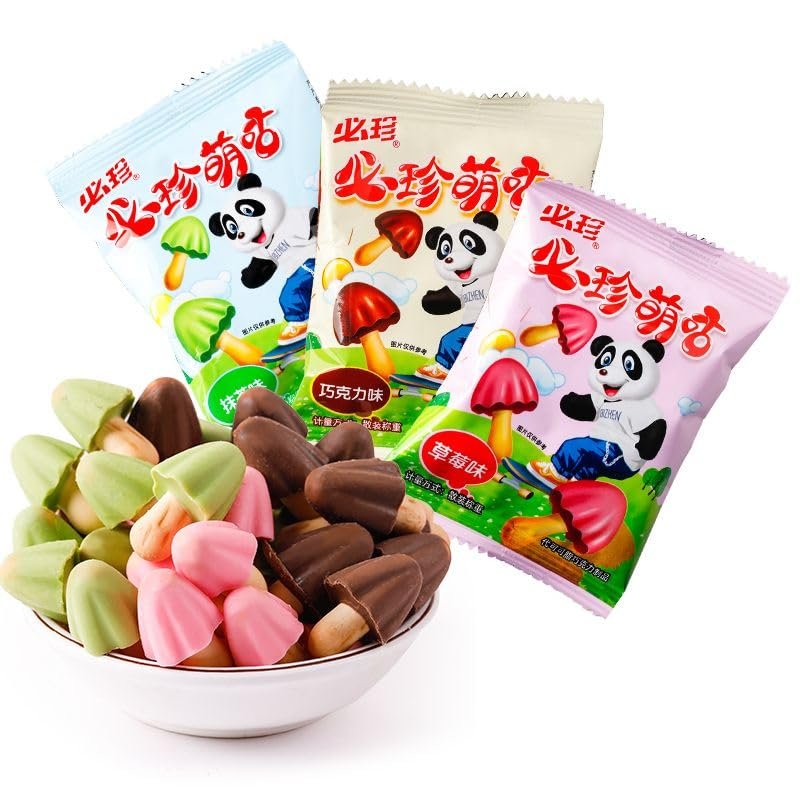 Chocolate strawberry Matcha cookies,mushroom cookies,casual snacks,healthy breakfast cakes,Instant snacks,desserts,delicious Chinese snacks gifts (Mix 3 flavors,5 packs)