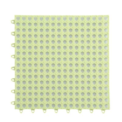 12 Pcs Interlocking Non-Slip Tiles, 30x30 CM Splicing Bathroom Floor Mats, Drainage Mat for Bath Shower Kitchen Tub Toilet Patio Boat(Color:yellow) (Green)