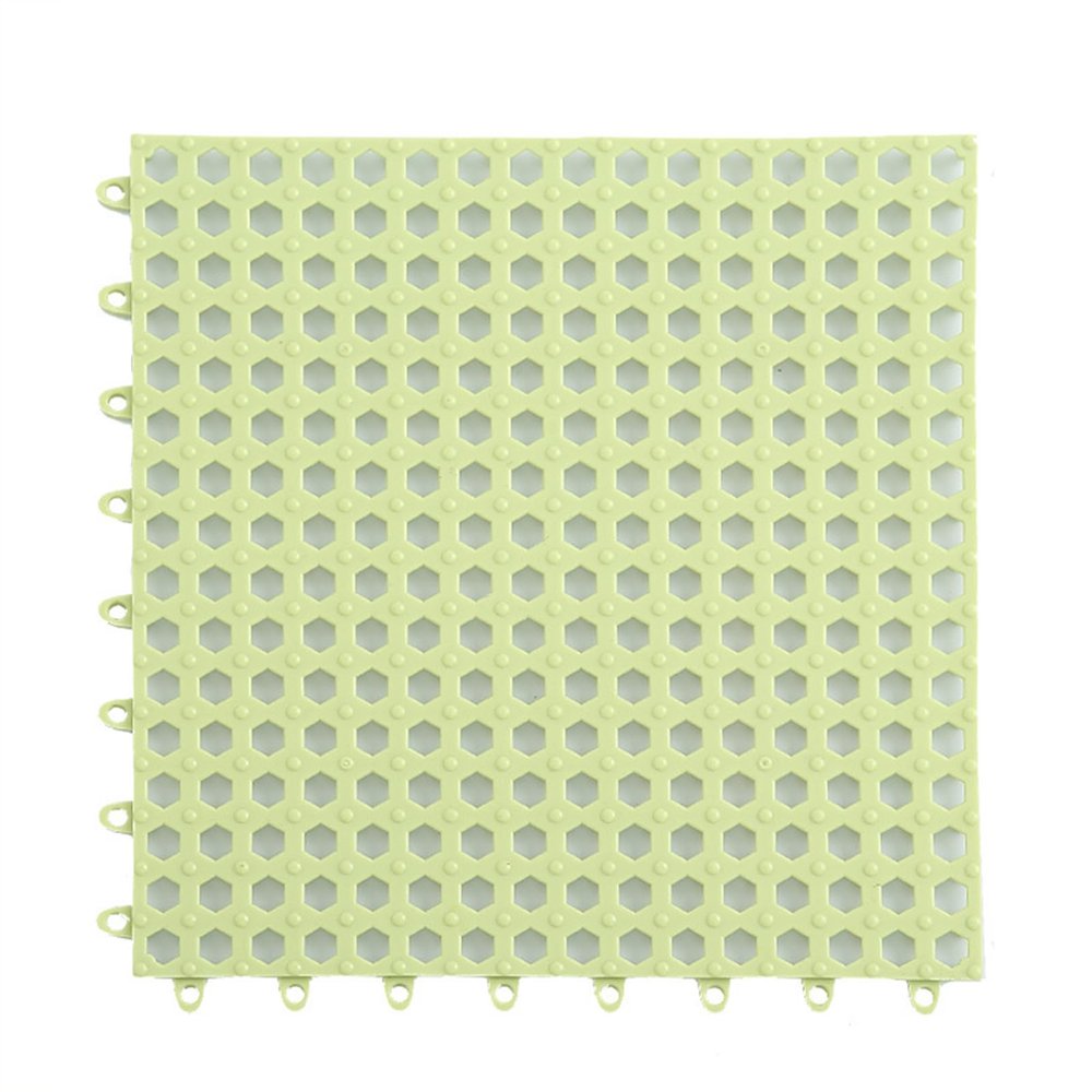 12 Pcs Interlocking Non-Slip Tiles, 30x30 CM Splicing Bathroom Floor Mats, Drainage Mat for Bath Shower Kitchen Tub Toilet Patio Boat(Color:yellow) (Green)