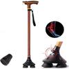 MRKU Canes Old Man Stick with Lamp Intelligent Wood Color Multifunctional Crutch Scalable Lighting Rod Old Outdoor Walking Stick view 1