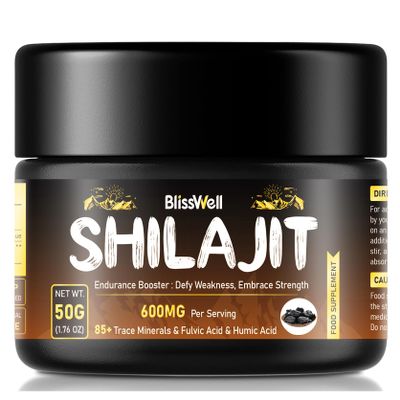 Shilajit Resin Pure Himalayan Shilajit, Shilajit with Fulvic Acid & 85+ Trace Minerals, Energy Strength Immunity Support, No Heavy Metals, 100% Vegan, 50g