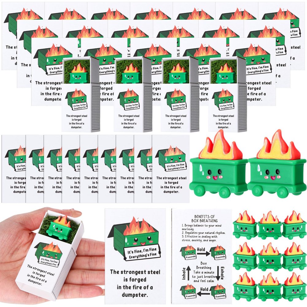 Wonderjune 24 Sets Resin Emotional Dumpster Support Gifts Bulk Volunteer Appreciation Thank You Dumpster Trash Shape with Fire Office Inspirational Gifts for Staff Teacher Coworker Nurse Volunteer