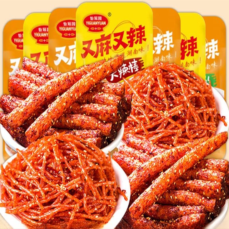 Chinese spicy strip spicy,spicy silk,casual snacks,spicy snacks,mala latiao,healthy snacks,delicious small gluten,Multipack,handmade spicy strip,vegetarian,Crisps (Mix 2 flavors,10 packs)