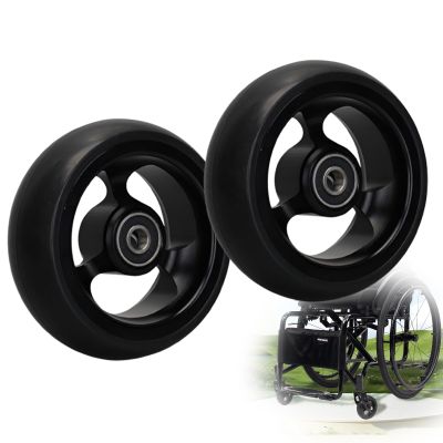 1 Pair of 4inch Wheelchair Front Wheels Replacement, Sport Wheelchair Wheels, Bearing: 8mm (5/16"), Solid Tires, for Wheelchairs, Walkers