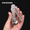 Folding Hair Brush and Comb Portable Travel Pocket Double Headed Massage for Thick Thin Hair Foldable Hairstyling Zinc Alloy Prevent Static Oil (Silver) view 2